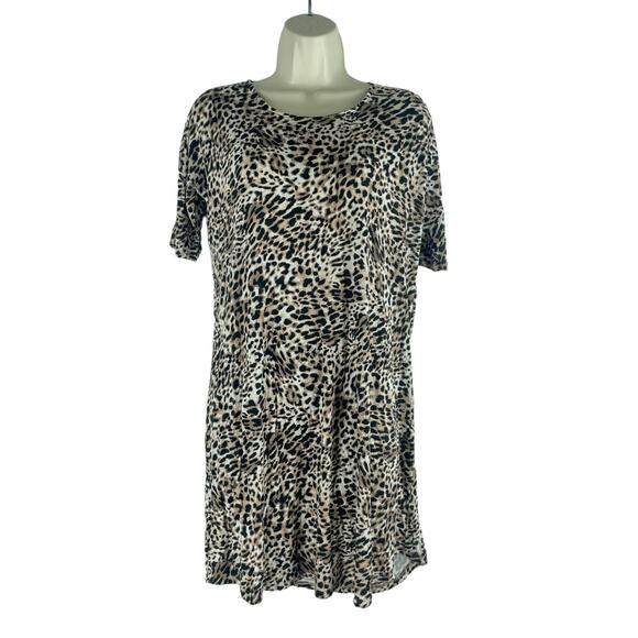Soma Short Sleeve Animal Printed Soft Jersey Mini Dress Brown Black Size S - Picture 1 of 7
